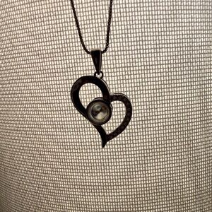 Heart Pendant Necklace with Iridescent Center - Sterling silver